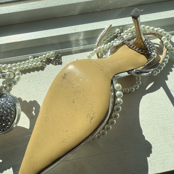 Pearl and rhinestone PVC embellished Mach & Mach stilettos - Picture 2 of 3